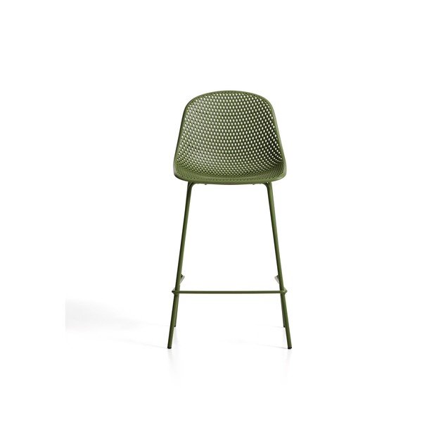 Zaļš metāla/plastmasas dārza bāra krēsls Quinby – Kave Home-image-4