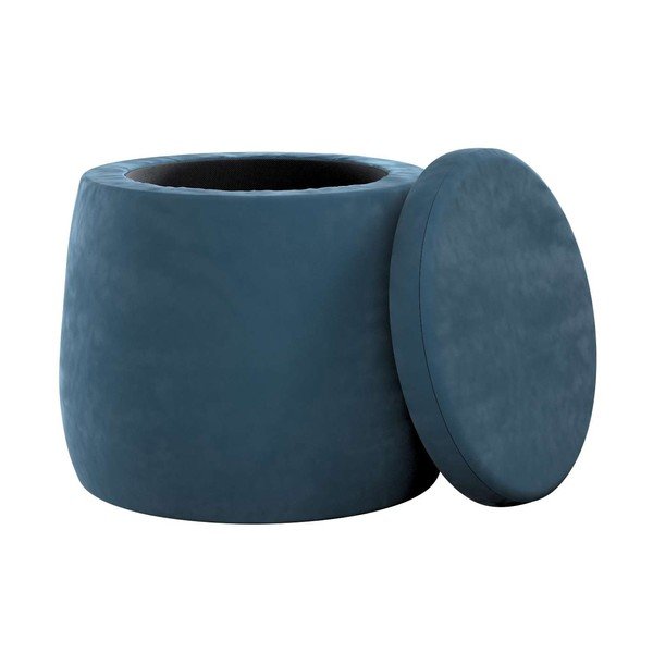 Tumši zils samta bērnu pufs Posh Velvet – Yellow Tipi-image-1