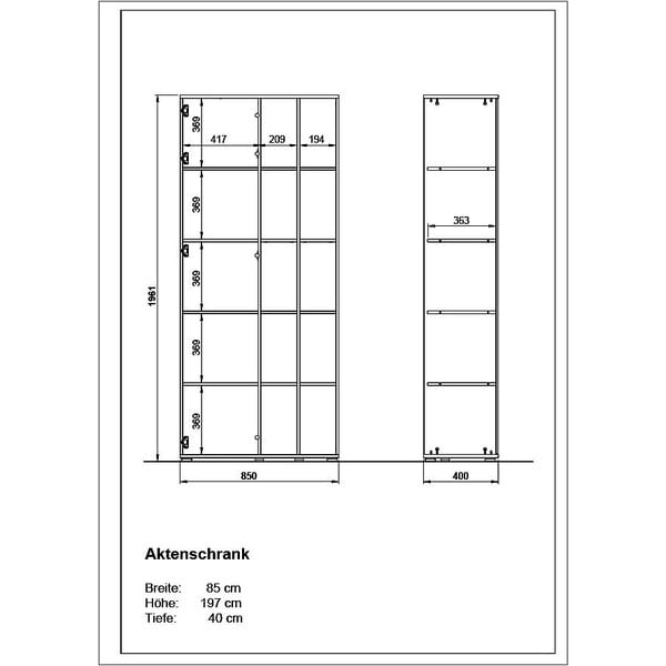 Balts grāmatu plaukts ar ozolkoka imitāciju 85x197 cm Lioni – Germania-image-3
