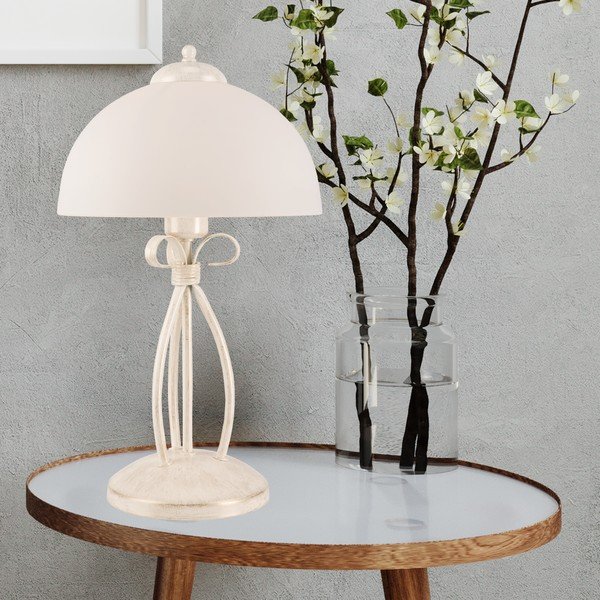 Balta galda lampa ar stikla abažūru (augstums 43 cm) Adelle – LAMKUR-image-2