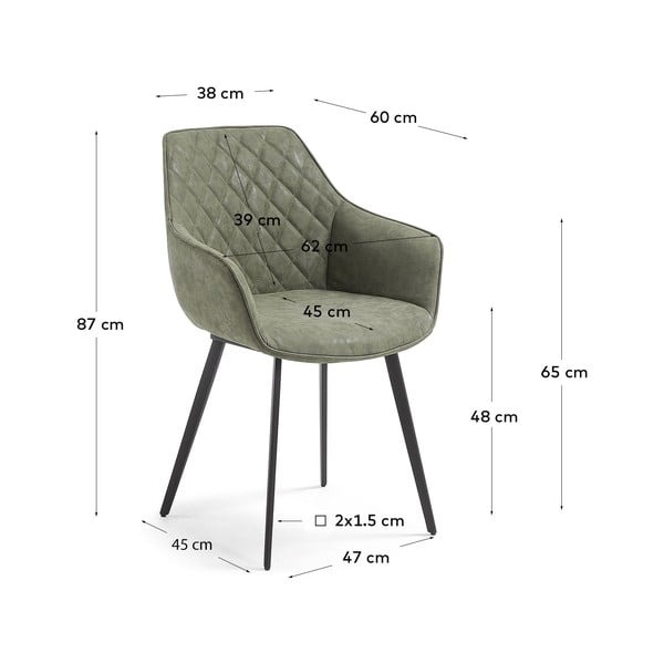 Haki mākslīgās ādas pusdienu krēsli (2 gab.) Amira – Kave Home-image-4