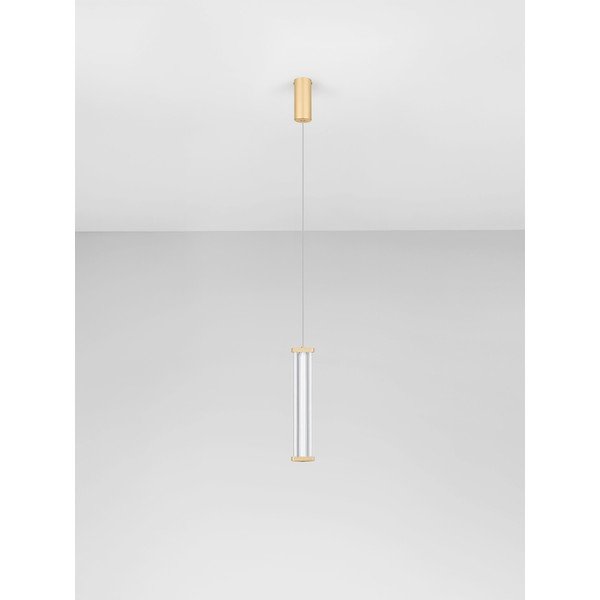 Matētas zelta krāsas metāla LED piekaramā lampa ar regulējamu spilgtumu ar akrila stikla abažūru ø 6 cm Pheme – Nova Luce-image-4