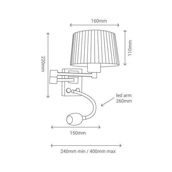 Sienas lampa sudraba krāsā SULION Combo-image-3