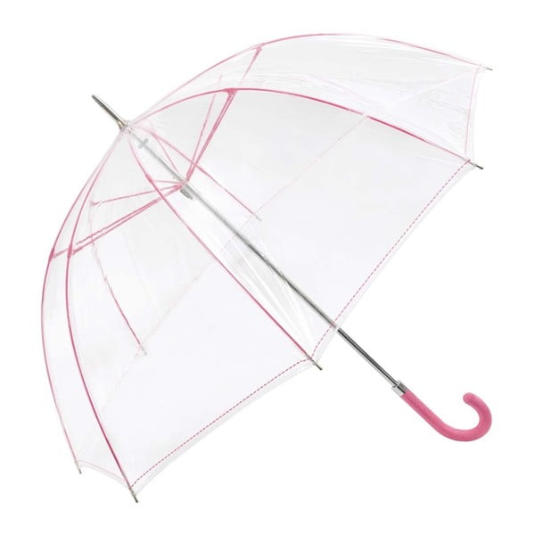 Caurspīdīgs lietussargs ar rozā detaļām, putnu būris, ⌀ 100 cm