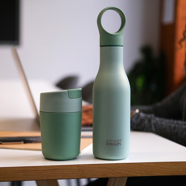 Piparmētru zaļa nerūsējošā tērauda pudele ceļojumiem 500 ml Loop – Joseph Joseph-image-3