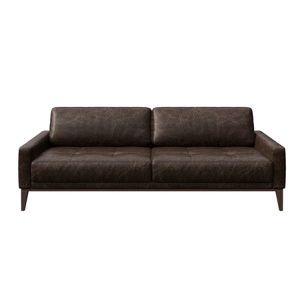 Tumši brūns ādas dīvāns MESONICA Musso Tufted, 210 cm