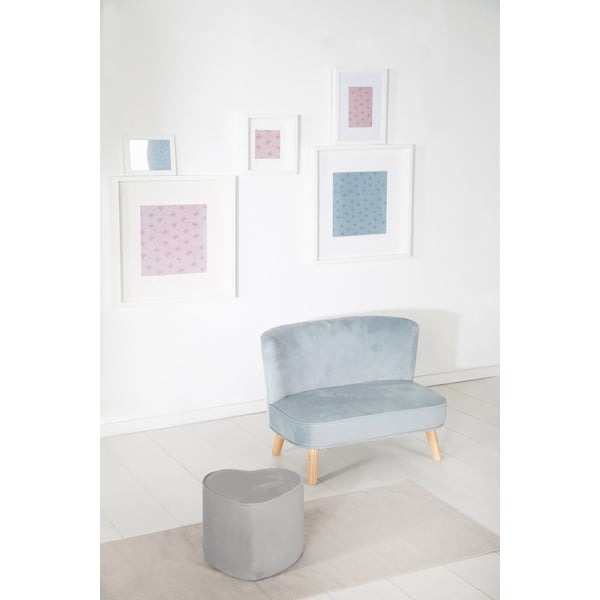 Gaiši pelēks samta bērnu pufs Lil Sofa – Roba-image-1