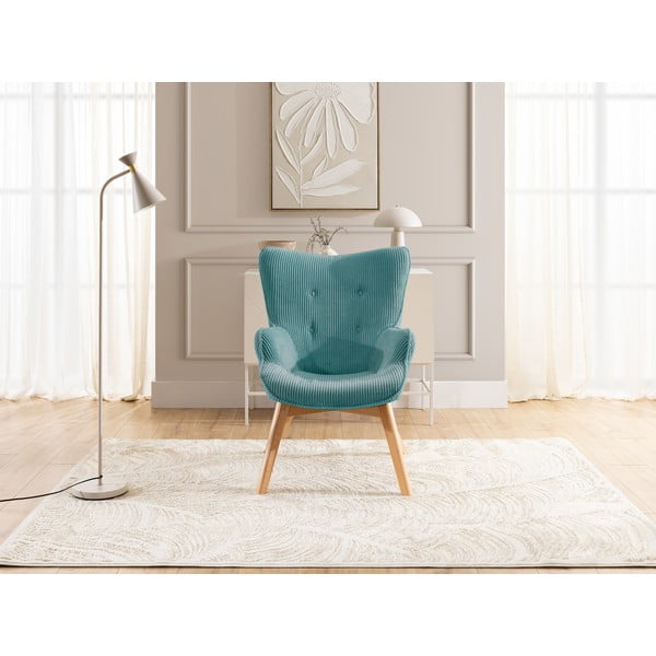 Tirkīzzils velveta atpūtas krēsls Niko – Ropez-image-1