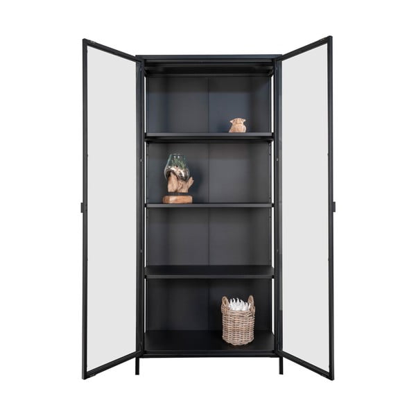 Melna metāla vitrīna 80x175 cm Brisbane – House Nordic-image-4
