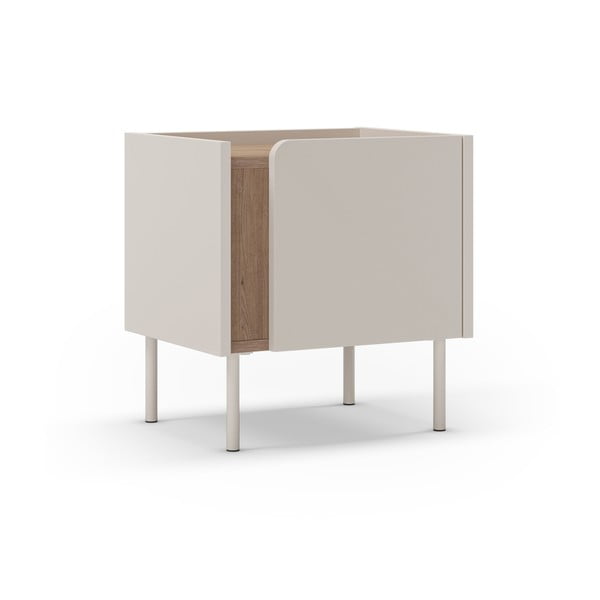 Krēmkrāsas/dabīga toņa naktsskapītis ar ozolkoka imitāciju Lucile – Marckeric-image-2