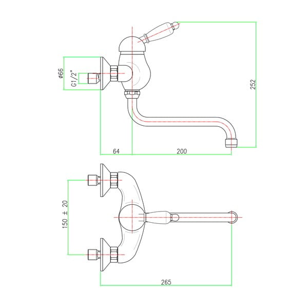 Sudraba krāsas sienas jaucējkrāns izlietnei (ar 1 izvadu) Kirké White – Sapho-image-1