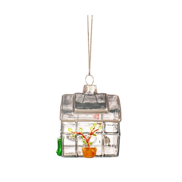 Stikla ar rokām izgatavots Ziemassvētku eglītes rotājums 5 cm Greenhouse – Sass & Belle-image-2