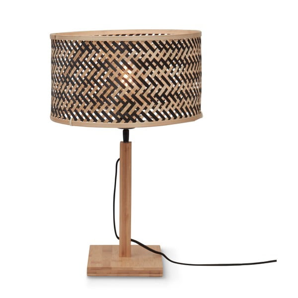 Melna/dabīga toņa galda lampa ar bambusa abažūru (augstums 38 cm) Java – Good&Mojo