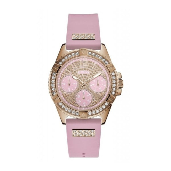 Sieviešu pulkstenis ar rozā silikona siksniņu Guess W1160L5