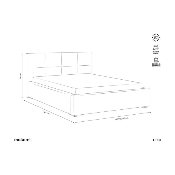 Gaiši zila samta polsterēta divvietīga gulta ar veļas kasti ar redelēm 140x200 cm Hiko – Makamii-image-3