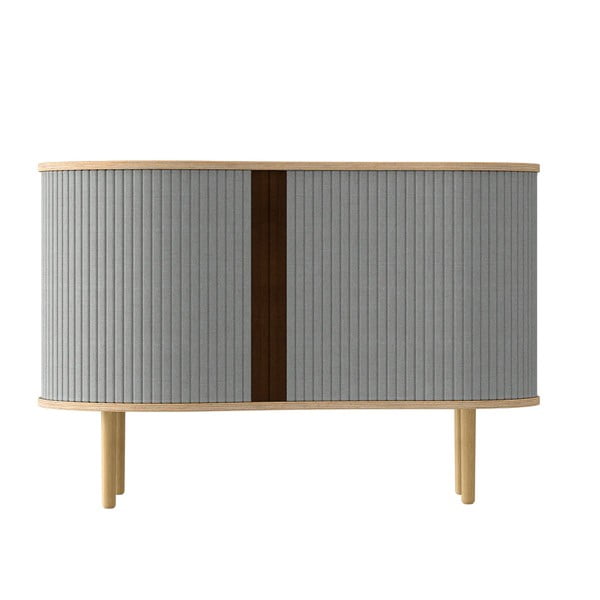 Pelēka/dabīga toņa zema kumode ar ozolkoka imitāciju ar bīdāmām durvīm 100x67 cm Audacious – UMAGE-image-3