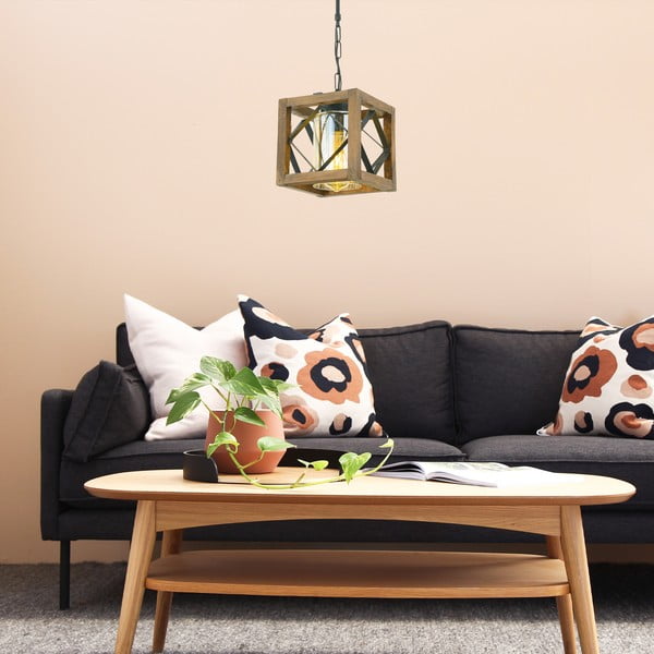 Brūna piekaramā lampa ar koka abažūru/ar metāla abažūru Zikzak Cam – Opviq lights-image-1