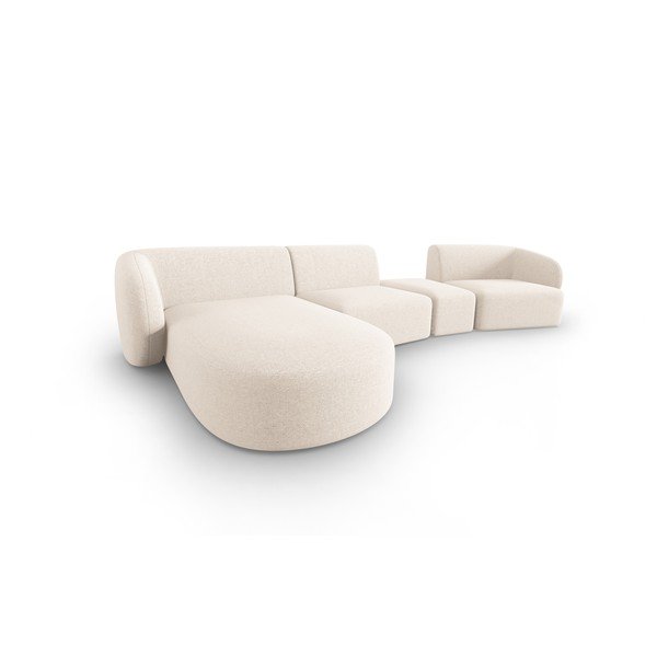 Bēšs stūra dīvāns no šenila auduma (ar kreiso stūri/ar zvilni) Paolo – Milo Casa-image-2