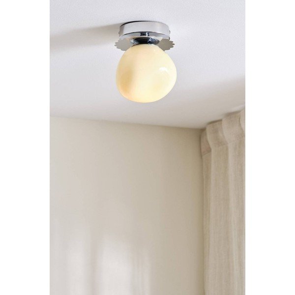Krēmkrāsas/spīdīgas sudraba krāsas griestu lampa no opāla stikla ø 12 cm Bon – Jotex-image-1
