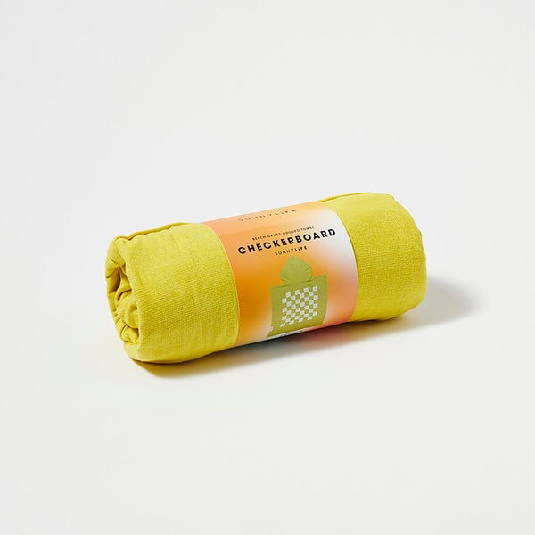 Dzeltens bērnu pludmales dvielis ar kapuci Sunnylife Checkerboard, 3–6 gadi-image-2