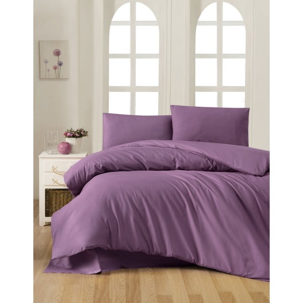 Violeta divguļamā/īpaši gara kokvilnas gultas veļa ar palagu/ar gultas pārklāju 200x220 cm – Mijolnir