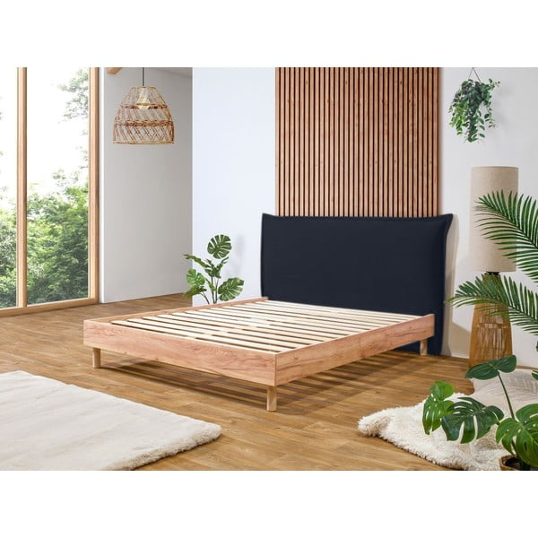 Tumši zila/dabīga toņa divvietīga gulta ar redelēm 180x200 cm Charlie – Bobochic Paris-image-1