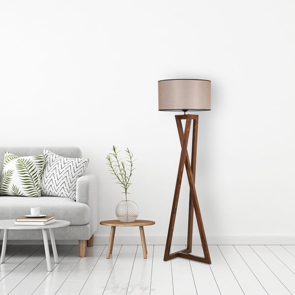 Brūna stāvlampa ar auduma abažūru (augstums 149 cm) Maçka – Opviq lights-image-2
