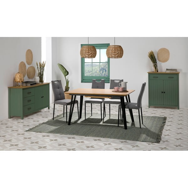 Zaļa/dabīga toņa priedes masīvkoka augsta kumode 90x110 cm Miranda – Marckeric-image-1