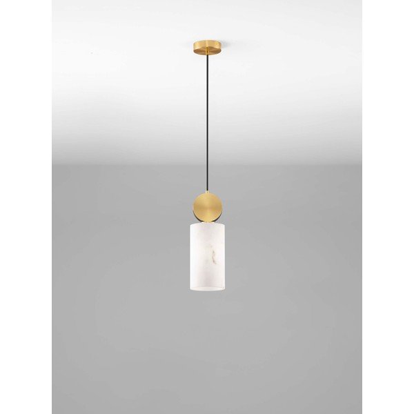 Krēmkrāsas/misiņa krāsas piekaramā lampa ar akmens imitāciju ø 12 cm Maru – Nova Luce-image-3