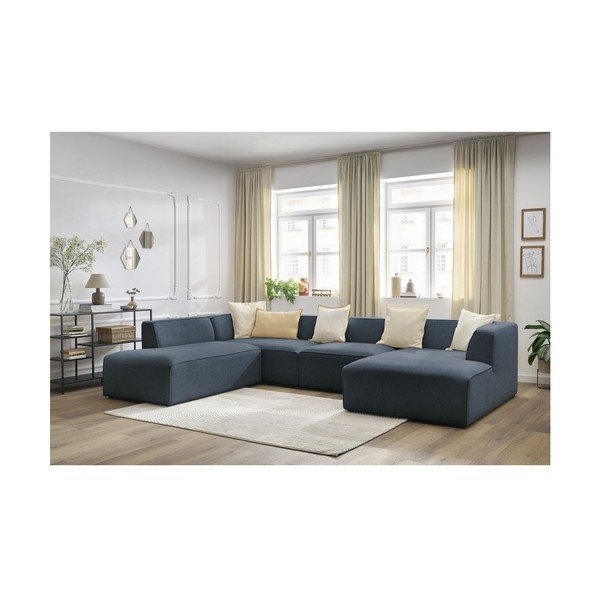 Tumši zils modulārais stūra dīvāns (ar kreiso stūri/U veida) Megeve – Bobochic Paris-image-4