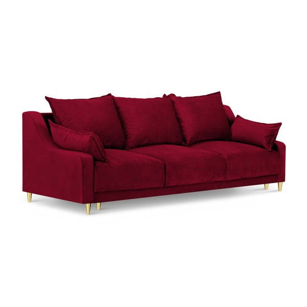 Sarkans izvelkamais dīvāns ar veļas kasti Mazzini Sofas Pansy, 215 cm