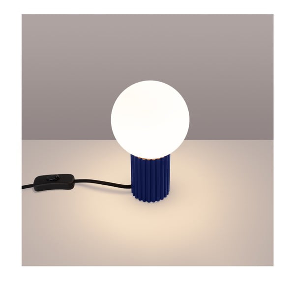 Tumši zila galda lampa ar stikla abažūru (augstums 19 cm) Orbital – Sollux-image-1