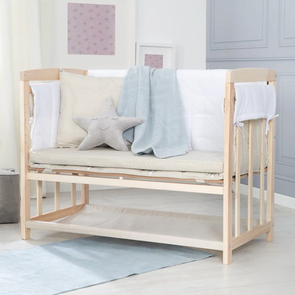 Dabīga toņa šūpulītis ar veļas kasti/ar baldahīnu 90x45 cm Liebhabär – Roba-image-1