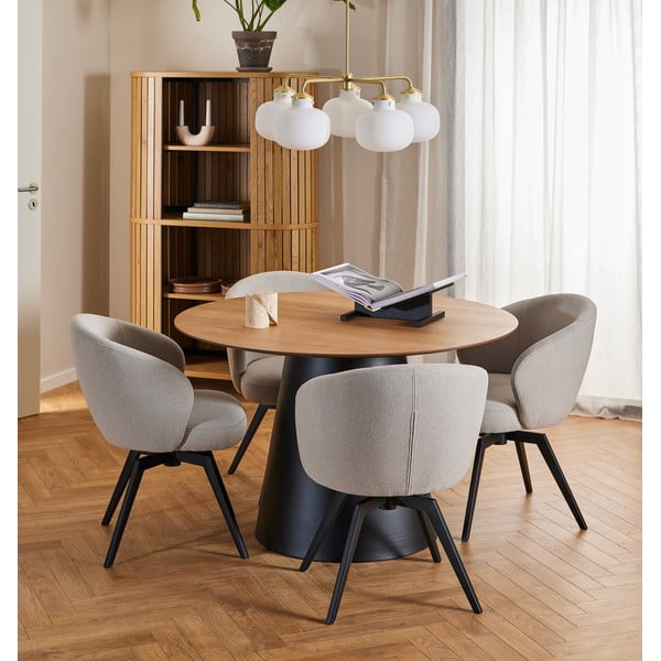 Melns/dabīga toņa apaļš ēdamgalds ar ozolkoka imitācijas galda virsmu ø 120 cm Soli – Actona-image-1