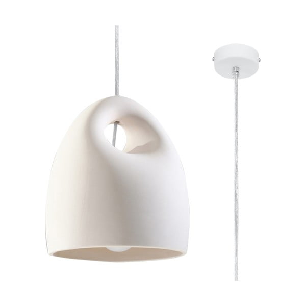 Balta piekaramā lampa ar keramikas abažūru ø 25 cm Sativa – Nice Lamps