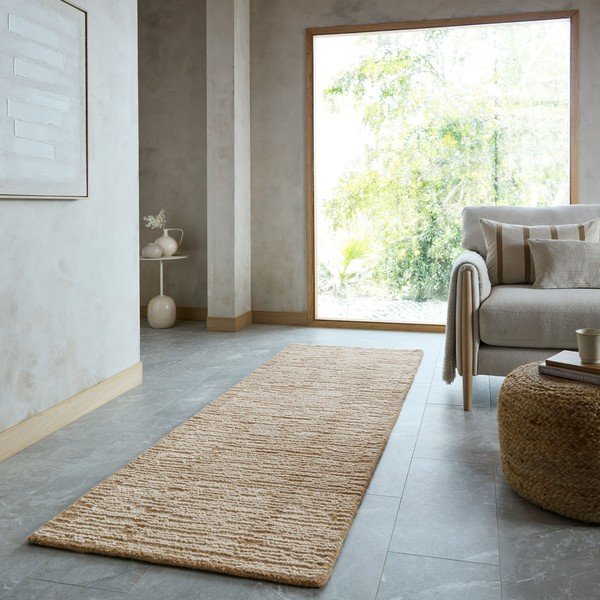 Dabīga toņa ar rokām darināts vilnas celiņa paklājs 80x230 cm Harris Modula Wool – Flair Rugs-image-1
