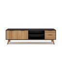 Melns/dabīga toņa priedes TV galdiņš 180x53 cm Lavis – Marckeric