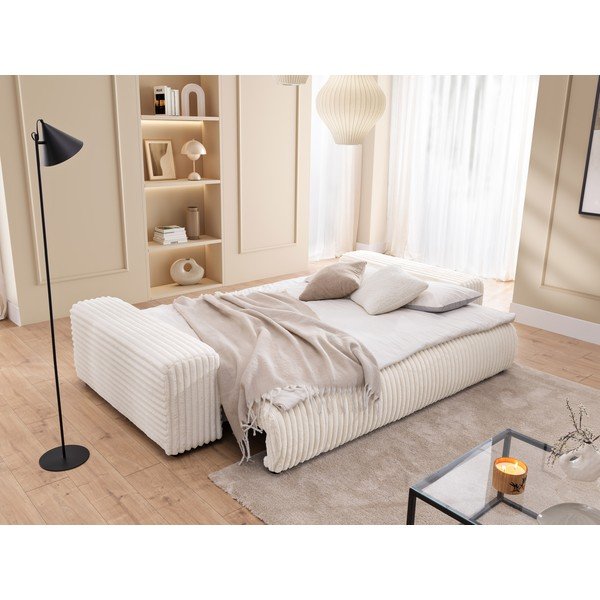 Krēmkrāsas velveta salokāms/ar uzglabāšanas vietu dīvāns 260 cm Justin  – Ropez-image-4