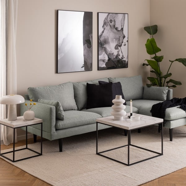 Balts žurnālgaldiņš ar marmora imitācijas galda virsmu 60x60 cm Barossa – Actona-image-1