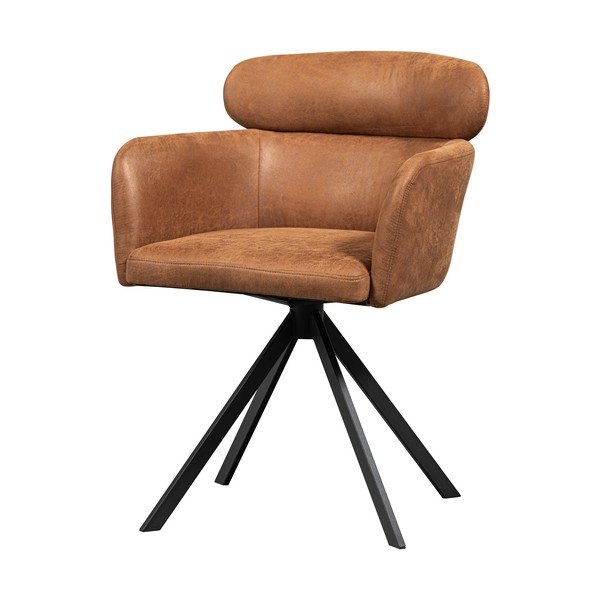 Konjakbrūns polsterēts ēdamistabas krēsls ar roku balstiem Fenne – WOOOD-image-3