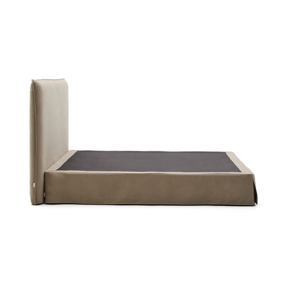 Pelēkbrūna polsterēta divvietīga gulta 180x200 cm Jaira – Kave Home-image-3