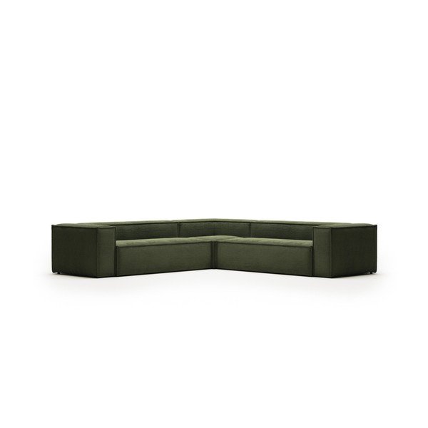 Zaļš velveta stūra dīvāns Blok – Kave Home