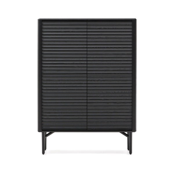Melns skapītis ar ozolkoka imitāciju 104,5x144x40 cm Lenon – Kave Home