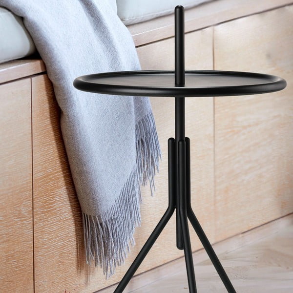 Melns metāla sānu galdiņš Zone Inu, ø 33,8 cm-image-1