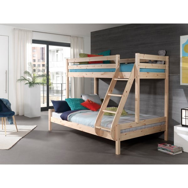 Dabīga toņa divstāvu gulta no priedes 140x200/90x200 cm Pino – Vipack-image-1