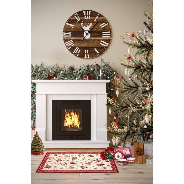 Sarkans paklājs ar Ziemassvētku motīvu no kokvilnas maisījuma 50x80 cm Toy's Delight Red Christmas – Villeroy&Boch-image-1