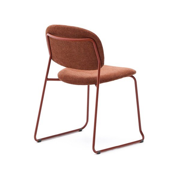 Terakotas oranžs metāla pusdienu krēsls saliekams viens uz otra Meli – Kave Home-image-4