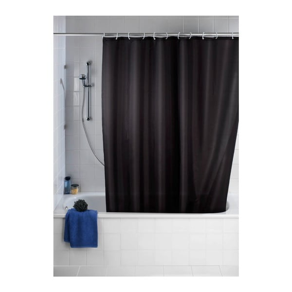 Melns dušas aizkars ar pretpelējuma pārklājumu Wenko, 180 x 200 cm-image-1