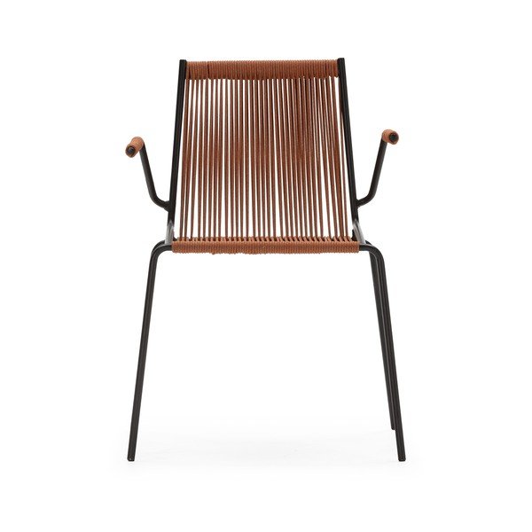 Terakotas oranži metāla pusdienu krēsli ar roku balstiem/saliekami vieni uz otra (2 gab.) Emily – Marckeric-image-4