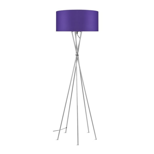 Pelēka brīvi stāvoša lampa ar violetu abažūru Citylights Lima